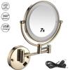 EYPVCLST Makeup Mirror Wall Mounted with 7X Magnification Round Makeup Mirror 360 Rotation Double-Sided Mirror USB Rechargeable(Gold) view 2