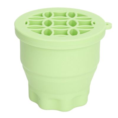 2 in 1 Makeup Brush Cleaning Mat with Brush Drying Rack Folding Space Saving Cosmetic Brush Cleaner Bowl (Green)