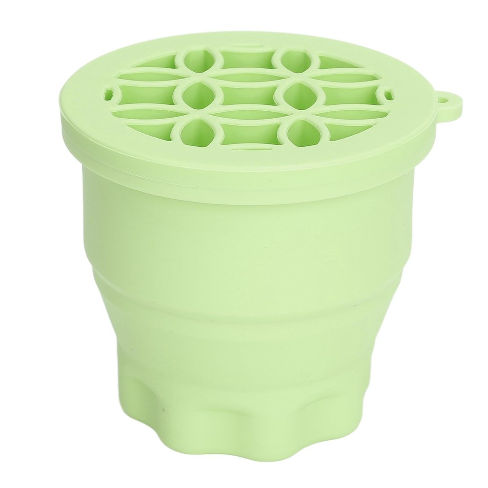 2 in 1 Makeup Brush Cleaning Mat with Brush Drying Rack Folding Space Saving Cosmetic Brush Cleaner Bowl (Green)