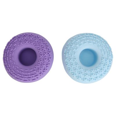 2pcs Makeup Brushes Cleansing Bowl Cute Shaped Soft Silicone Cosmetic Brushes Washing Tool Blue Purple