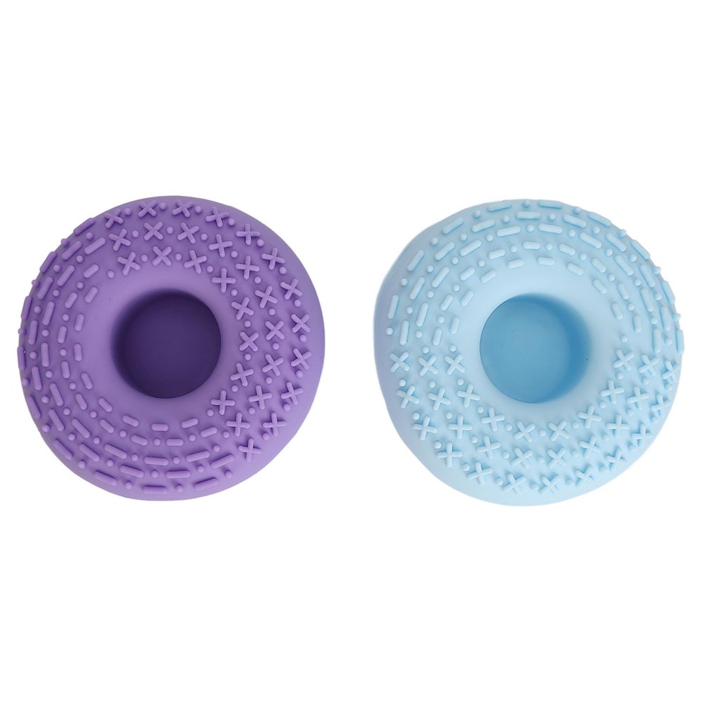 2pcs Makeup Brushes Cleansing Bowl Cute Shaped Soft Silicone Cosmetic Brushes Washing Tool Blue Purple