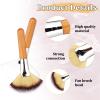 4 Pcs Fan Brushes Facial Highlighting Make Up Brush Soft Bristle Blush Brush Esthetician Fluffy Fan Brushes Face Cosmetic Tools with Long and Short Handle for Women Loose Powder Blush view 4