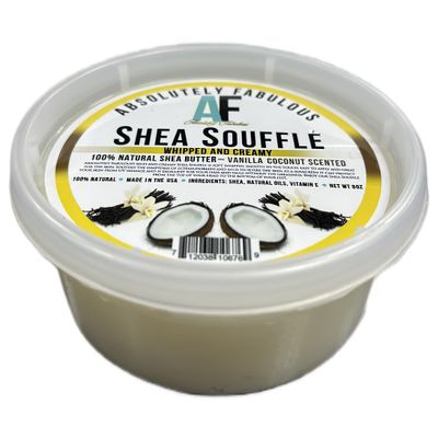 AF Shea Souffle | 100% Whipped Creamy Natural Shea Butter 8oz | Absolutely Fabulous (OS, Vanilla Coconut)