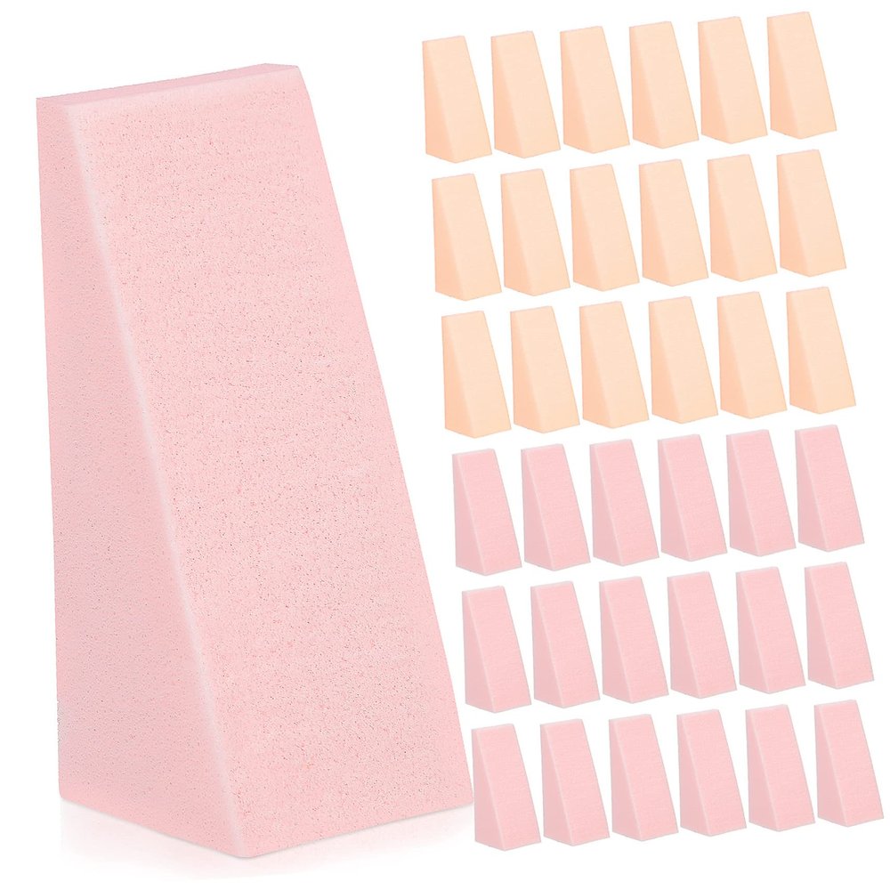 Baluue 96pcs Makeup Sponges for Foundation and Cream Soft Blending Sponges Pink and Nude Versatile Applicators for Powder Liquid and Cream Cosmetics