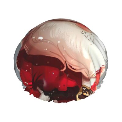 Cartoon Santa Claus Print Double Layers Shower Cap Bathing Shower Caps Ladies Men Shower Caps Salon Home Use
