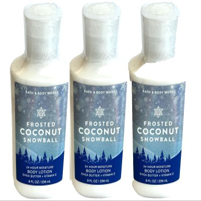 3 FROSTED COCONUT SNOWBALL SHEA BUTTER BATH BODY LOTION 8 FL OZ