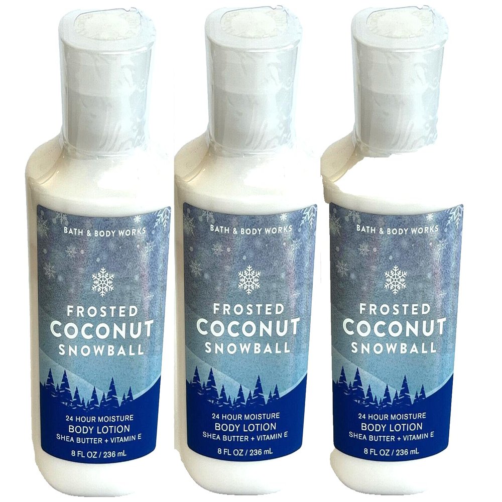 3 FROSTED COCONUT SNOWBALL SHEA BUTTER BATH BODY LOTION 8 FL OZ