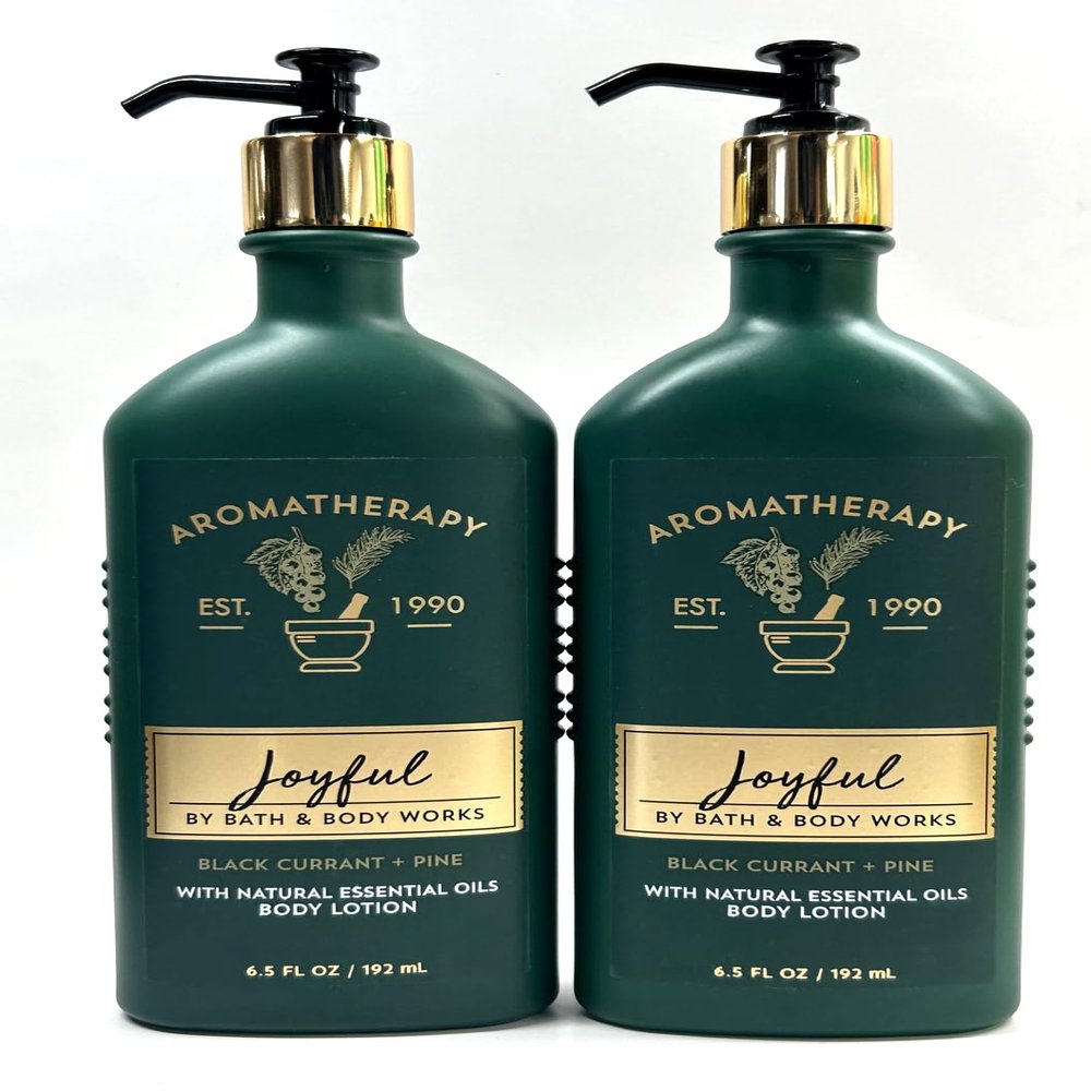 2 AROMATHERAPY Joyful BLACK CURRANT PINE BATH BODY LOTION 6.5 oz