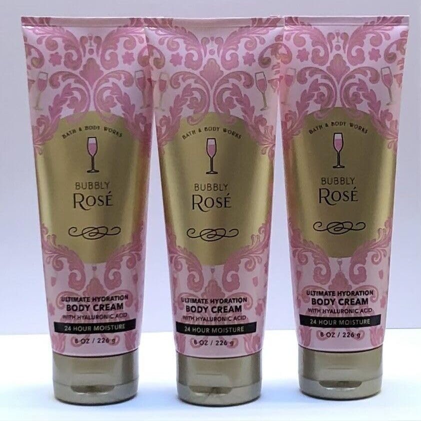 3 BUBBLY ROSE Ultimate Hydration bath Body Cream 8 oz