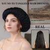100% Mulberry Silk Bonnet for Sleeping Women Long Hair -Double Layer Sleep Cap -Silk Sleep Bonnet with Elastic Stay On Head (Black, Large) view 3