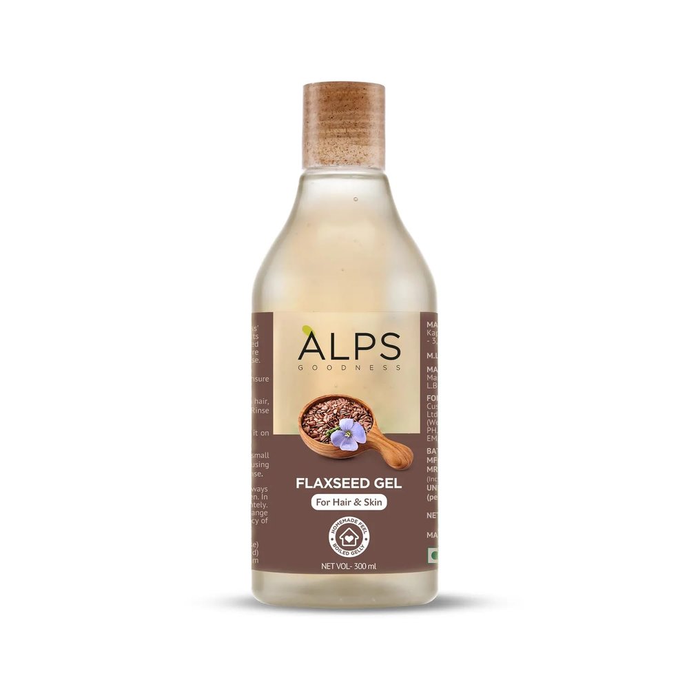 Alps'- Flaxseed Gel (300ml) (10.14 fl. oz.) I For Hair & Skin I Frizz-Control | Smoothening I Moisture Rich I Soft Long Hair | Intense Hair Nourishment | Homemade Feel