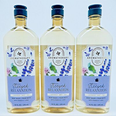3 x AROMATHERAPY STEEPED RELAXATION LAVENDER MINT TEA BATH BODY WASH