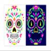 1 Pcs Halloween Neon Temporary Tattoos, Skull Flower Designs Glow-in-the-Dark Tattoos for Adults, Waterproof full Face Art Decoration Stickers for Women and Man view 1