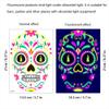 1 Pcs Halloween Neon Temporary Tattoos, Skull Flower Designs Glow-in-the-Dark Tattoos for Adults, Waterproof full Face Art Decoration Stickers for Women and Man view 2