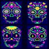 1 Pcs Halloween Neon Temporary Tattoos, Skull Flower Designs Glow-in-the-Dark Tattoos for Adults, Waterproof full Face Art Decoration Stickers for Women and Man view 3