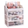 3 Tiered Makeup Drawers, Drawer Makeup Storage Box Plastic Clear Organizer with 3 Drawers view 1