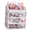 3 Tiered Makeup Drawers, Drawer Makeup Storage Box Plastic Clear Organizer with 3 Drawers view 2