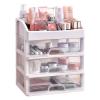 3 Tiered Makeup Drawers, Drawer Makeup Storage Box Plastic Clear Organizer with 3 Drawers view 3