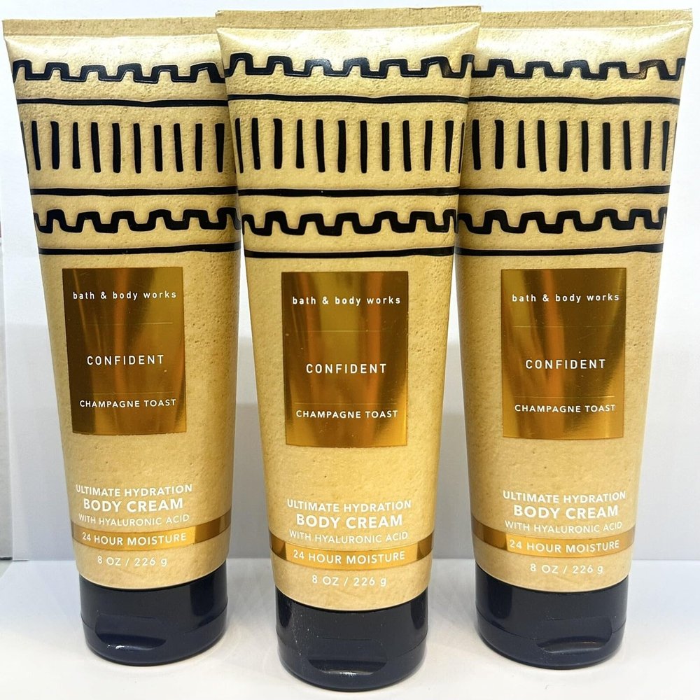 3 CHAMPAGNE TOAST CONFIDENT 24Hr bath Body cream Lotion 8 oz
