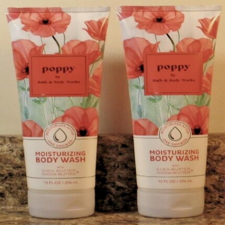 2 POPPY Moisturizing bath Body Wash 10 oz ea Shea Butter