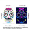 1 Pcs Halloween Neon Temporary Tattoos, Skull Flower Designs Glow-in-the-Dark Tattoos for Adults, Waterproof full Face Art Decoration Stickers for Women and Man view 2