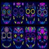 1 Pcs Halloween Neon Temporary Tattoos, Skull Flower Designs Glow-in-the-Dark Tattoos for Adults, Waterproof full Face Art Decoration Stickers for Women and Man view 3