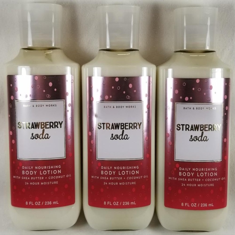 3 STRAWBERRY SODA Shea bath Body Lotion 8 oz