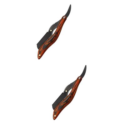 Didiseaon 2pcs Vintage Folding Handle Manual Beard Shaver Holder for Men for Beard Trimming Shaving and Eyebrow Grooming for