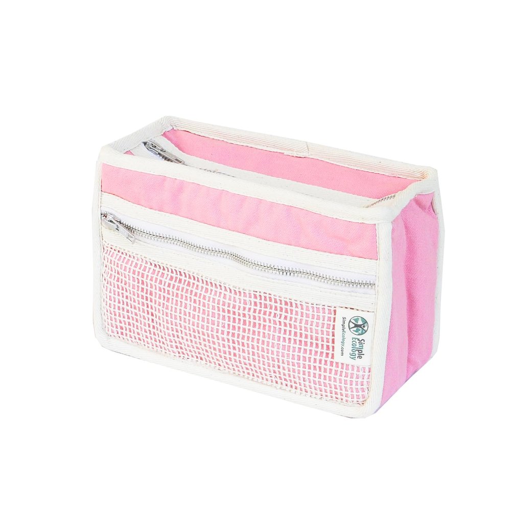 Simple Ecology Organic Cotton Canvas Padded Toiletry, Cosmetic, Travel Bag - Pink