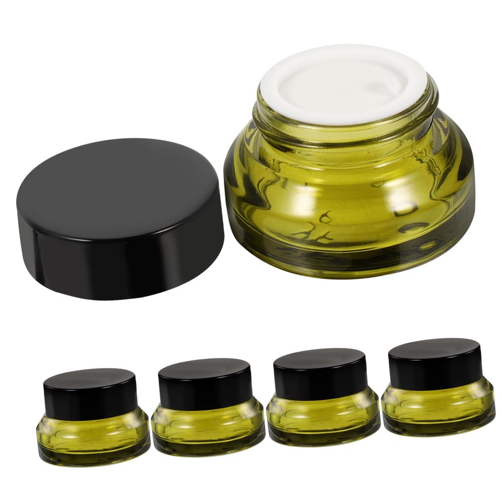 HAPINARY 5pcs Refillable Travel Cream Jars Empty Moisturizer Containers Leak Tiny Cosmetic Storage for Skincare Makeup and Jewelry Versatile Travel Bottles Set