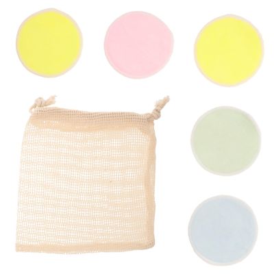 Beatifufu 5pcs Facial Cleaning Pads Soft Cotton Makeup Remover Pads Double-Sided Makeup Wipes Washable Reusable Luxury Powder Puff Random Color