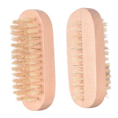 HAKIDZEL 4pcs Double-sided Nail Brush Natural Bristle Nail Cleaning Tools for Manicure and Pedicure for Dust Removal and Art Wood Color