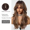 OUFEI Long Ombre mixed Brown Wig With Bangs Natural Wavy Wigs for Women Natural Synthetic Hair Heat Resistant Wigs for Daily Party Cosplay Wear view 3