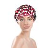 3D Red Checkered Print Double Layers Shower Cap Bathing Shower Caps Ladies Men Shower Caps Salon Home Use view 3