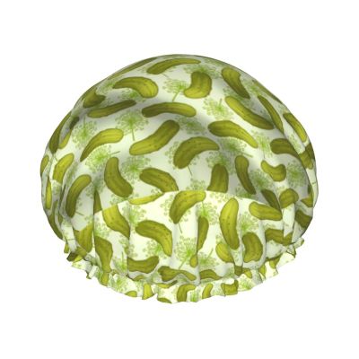 Sushi Dill Pickles Print Double Layers Shower Cap Bathing Shower Caps Ladies Men Shower Caps Salon Home Use
