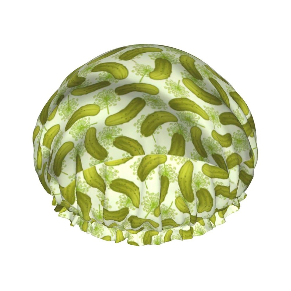 Sushi Dill Pickles Print Double Layers Shower Cap Bathing Shower Caps Ladies Men Shower Caps Salon Home Use