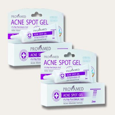 2 Tubes of Provamed Acne Spot Gel-Cystic Acne Pimple Clear Skin Face Care Treatment/Reduces inflammation cause the skin to dry and collapse quickly and prevent acne scars.