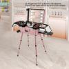 CNCEST Trolley Makeup Train Case with 8 LED Light,Professional Cosmetic 24'' Make up Organizer Adjustable Height Studio Rolling Lighted Makeup Vanity Station 3 Shades Light (Pink, 24") view 2