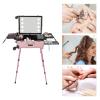 CNCEST Trolley Makeup Train Case with 8 LED Light,Professional Cosmetic 24'' Make up Organizer Adjustable Height Studio Rolling Lighted Makeup Vanity Station 3 Shades Light (Pink, 24") view 4