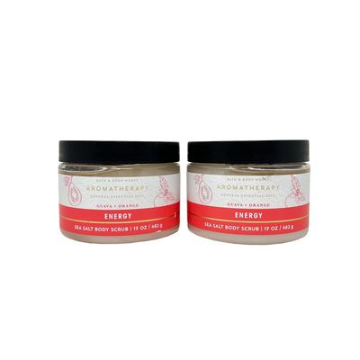 2 Aromatherapy ENERGY GUAVA ORANGE Sea Salt BAth & Body Scrub 17 oz
