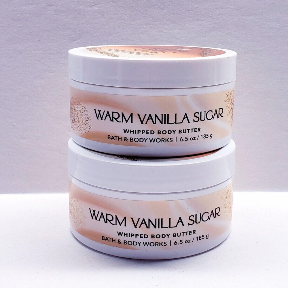 2 WARM VANILLA SUGAR Whipped bath Body Butter 6.5 oz
