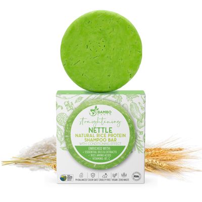 BAMBOEARTH Solid Rice Protein Water Shampoo Bar With Conditioner Effect Hair Soap  Shampoo Bars For Hair With All Natural Plant Based Essential Oils And Zero Waste Packaging (Nettle)