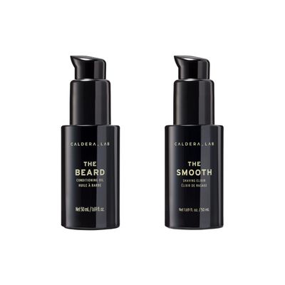Caldera + Lab The Smooth & The Beard Bundle, Exfoliating & Organic Shaving Elixir & Balancing & Nourishing Beard Oil Duo with Antioxidant Botanicals