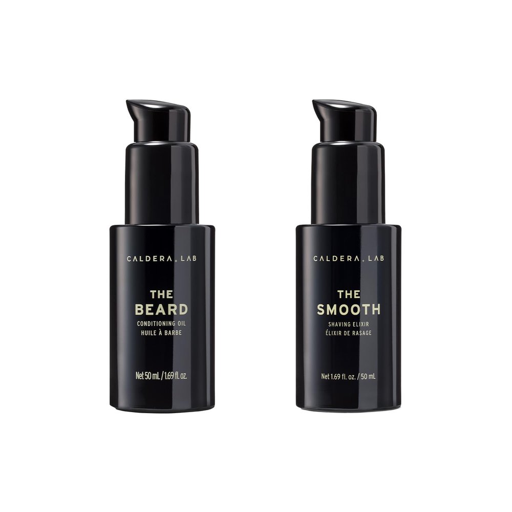 Caldera + Lab The Smooth & The Beard Bundle, Exfoliating & Organic Shaving Elixir & Balancing & Nourishing Beard Oil Duo with Antioxidant Botanicals