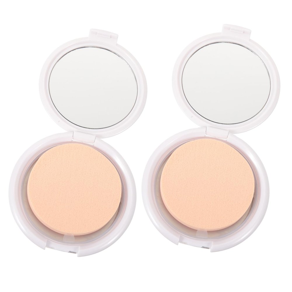 ASAKKURA 2pcs Makeup Foundation Containers Empty Cushion Puff Box for Face Powder Portable Powder Puff Case Mirror Travel-friendly