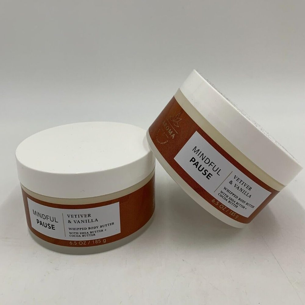 2 Mindful Pause Vetiver & Vanilla Whipped bath & Body Butter 6.5 oz
