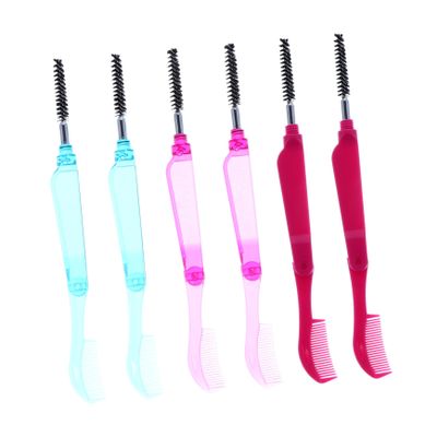 MERRYHAPY 6pcs Folding Eyelash Brow Comb Set Eyelash Separator Tool Makeup Brush Lash Brow Comb Eyebrow Brush Plastic Handle for Natural Finish Random