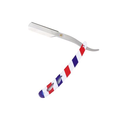 ASAKKURA Vintage Barber Razor with Red Blue White Stripe Manual Design for Beard and Eyebrow Grooming Safe Shaving Tool for Men and Women Included