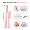 Dermaplaning Tool - Foldable Facial Razor for Women and Men, (3ct) | Womens Facial Peach Fuzz Remover & Eyebrow Trimmer, Dermaplaning Razor, Face Razors for Women, 3 pc (Pink) view 3