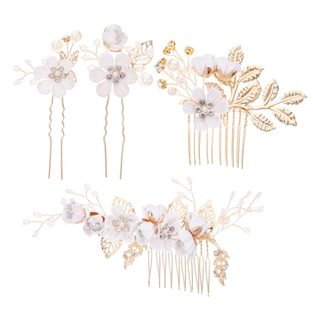 Baluue 4pcs Elegant Leaf Flower Hair Comb Bridal Hair Accessories for Weddings Bridesmaids and Special Occasions and Easy to Wear Flower Headpiece
